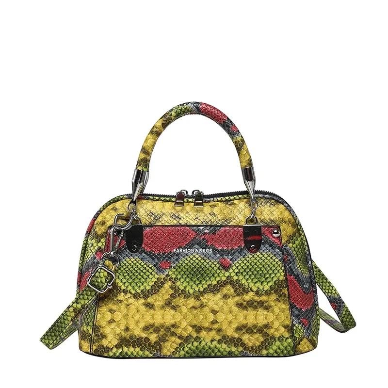 

Лидер продаж 2025 года, сумки на плечо и через плечо со змеиным узором из искусственной кожи, большая вместимость, красочные модные женские сумки высокого качества
