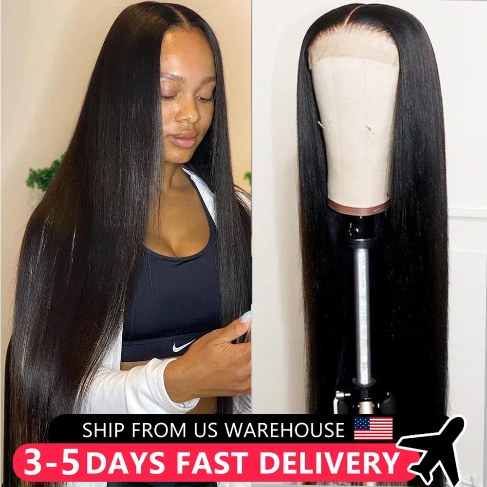 Lace Front Human Hair Wigs Indian Remy 100% Human Hair Straight Wig 13x4 Lace Frontal Wig Pre Plucked 32 34Inch 180% MYLOCKME