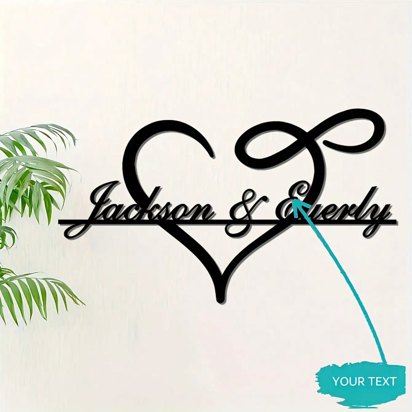 Personalized Metal Wall Art Custom Name Heart Sign Housewarming Anniversary Gift