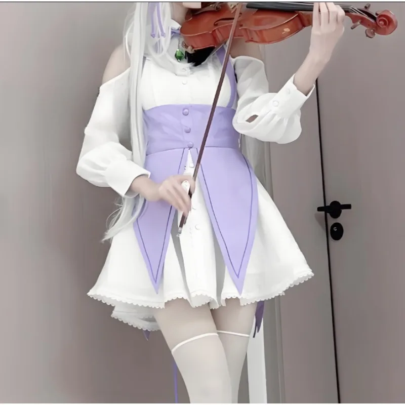 أنيمي إعادة الحياة في عالم مختلف من الصفر إميليا طبعة المسرح يؤرخ فستان تأثيري حلي موحدة شعر مستعار مجموعة كاملة بدلة الحفلات