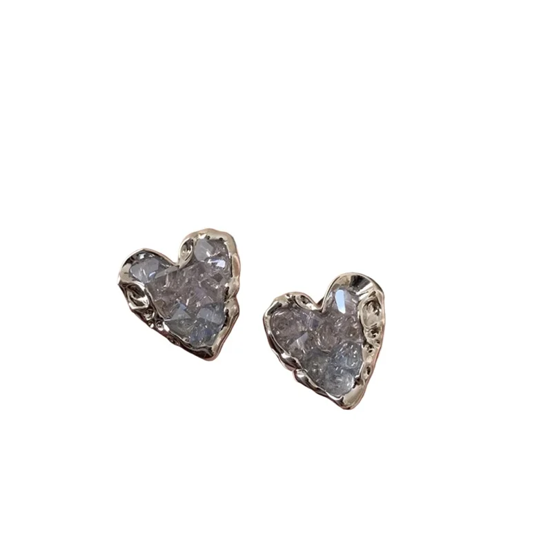 

*Cool blue heart-shaped earrings, exquisite earrings, women's light luxury, niche high-end fashion earrings