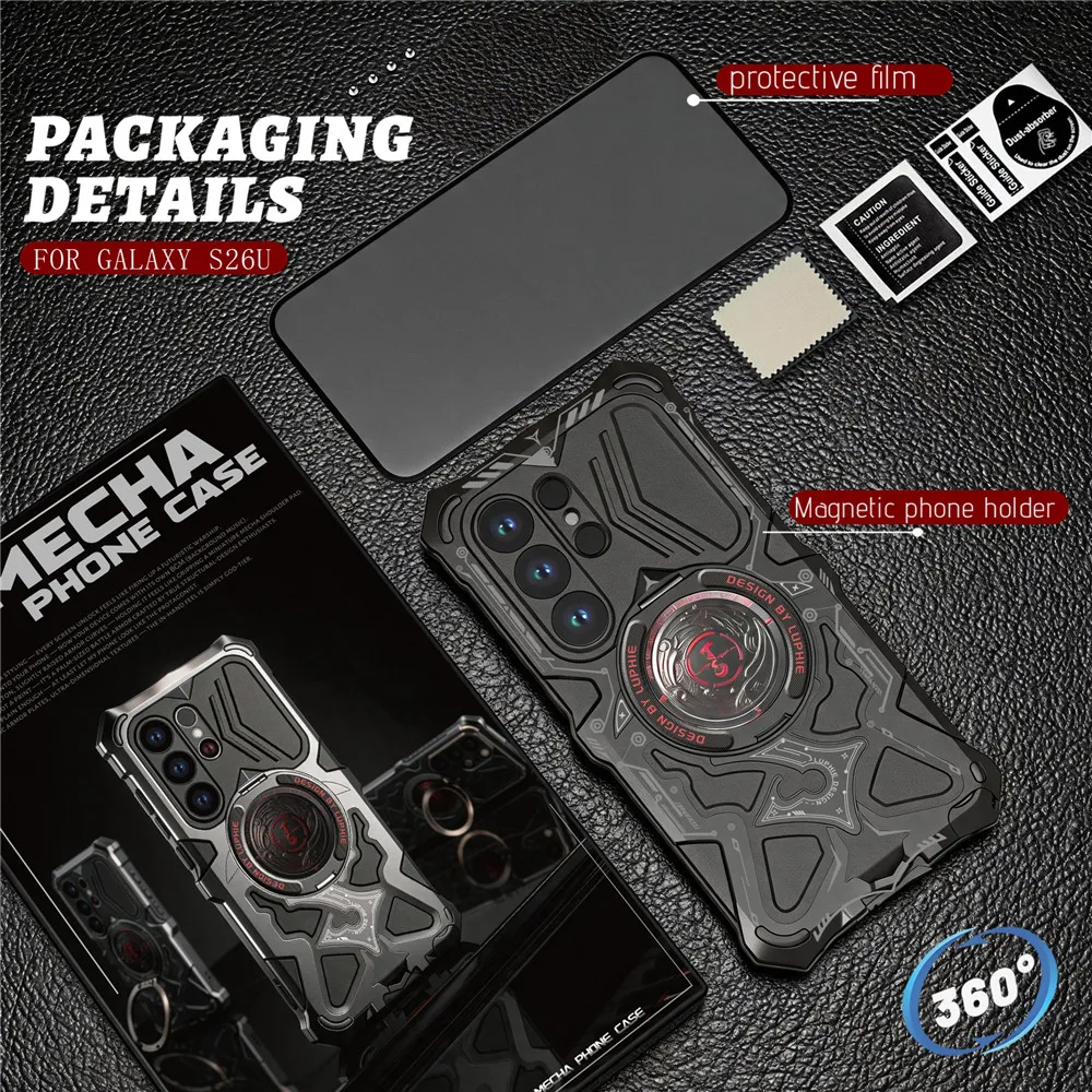 Luphie for Samsung Galaxy S26 Ultra Case with Magnetic Stand Built-in Kicstand Military-Grade Protection Rugged Phone Case
