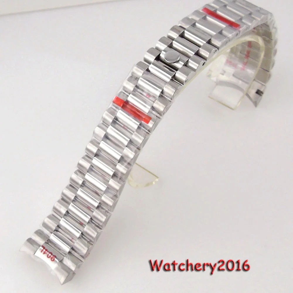 20mm Brushed Strap Watchband Small endlink bracelet 316L Stainless Steel Silver Folding clasp Small Link