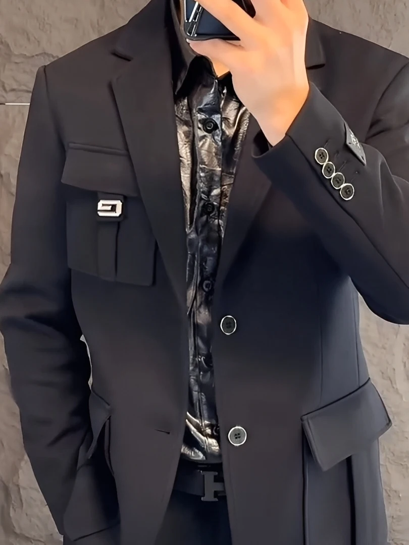 

Men's Slim Fit Faionable Comfortable Trendy Simple Outerwear Jaet Casual Suit Coat Polyester Fiber Long Sve Autumn Season