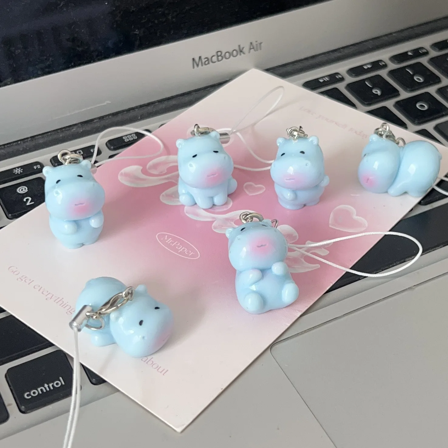 New Three-dimensional Sun Red Hippo Mobile Phone Rope Car Keychain Fun Girl Heart Bag Pendant Couple Small Gift