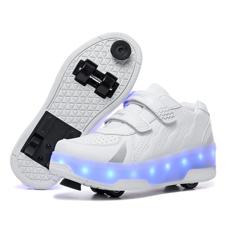 

New Children Roller Skates 4-wheel Deformation Sports Shoes Sneaker with Brakes Detachable dual wheels Boys' Racing Inline Skate