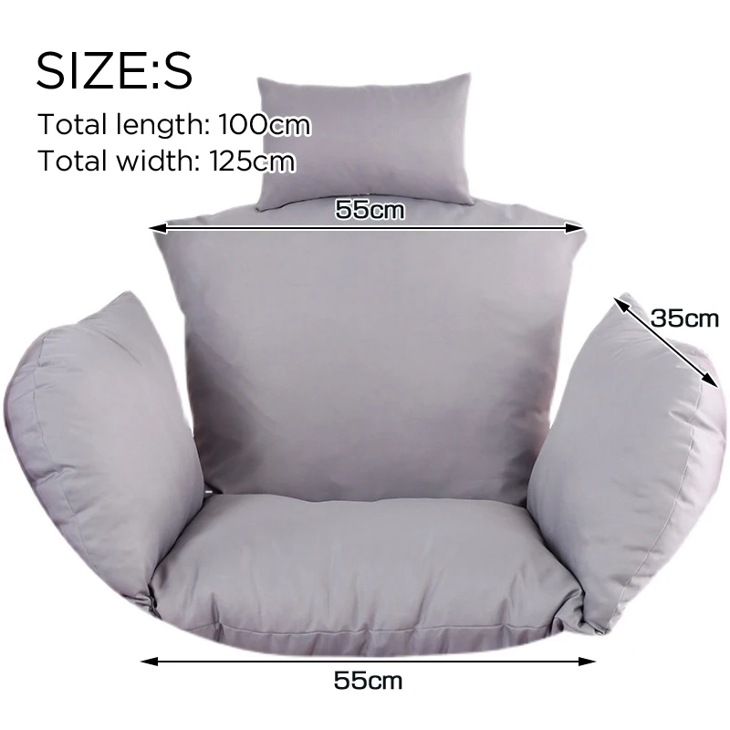 Swing Cushion Cover S/L Unfilled or Filled Hanging Basket Seat Chair Cushion Cover Round Detachable Pillowcase for Home Patio