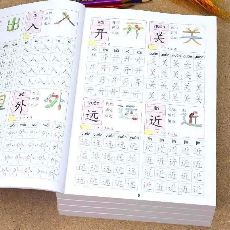 1000-character Chinese Character Workbook Tracing Point and Line Copybooks - Suitable for Enlightened Learners, Primary