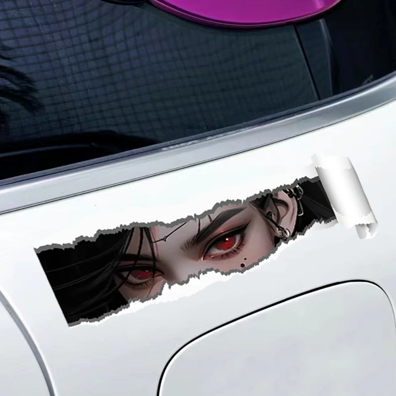

1Pc Torn Paper Style Anime Girl Waterproof Vinyl Sticker for Helmet Fairing Side Panel