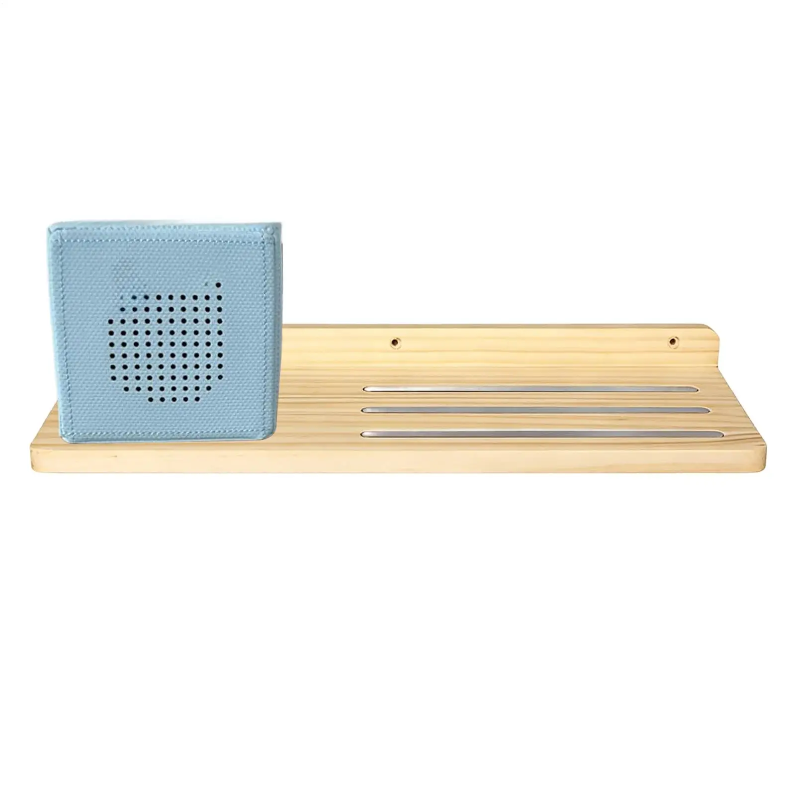 Wooden Audio Player Doll Rack Charging Station Wall Mounted Storage Floating Shelves toy Storage Organizer With Metal Strips