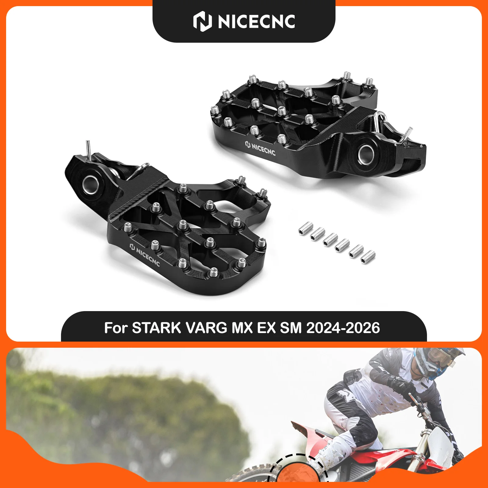 NICECNC For Stark Varg EX Stark Varg MX Stark Varg SM 2024 2025 2026 Electric Dirt Bike Forged Foot Pegs Footrests Aluminium