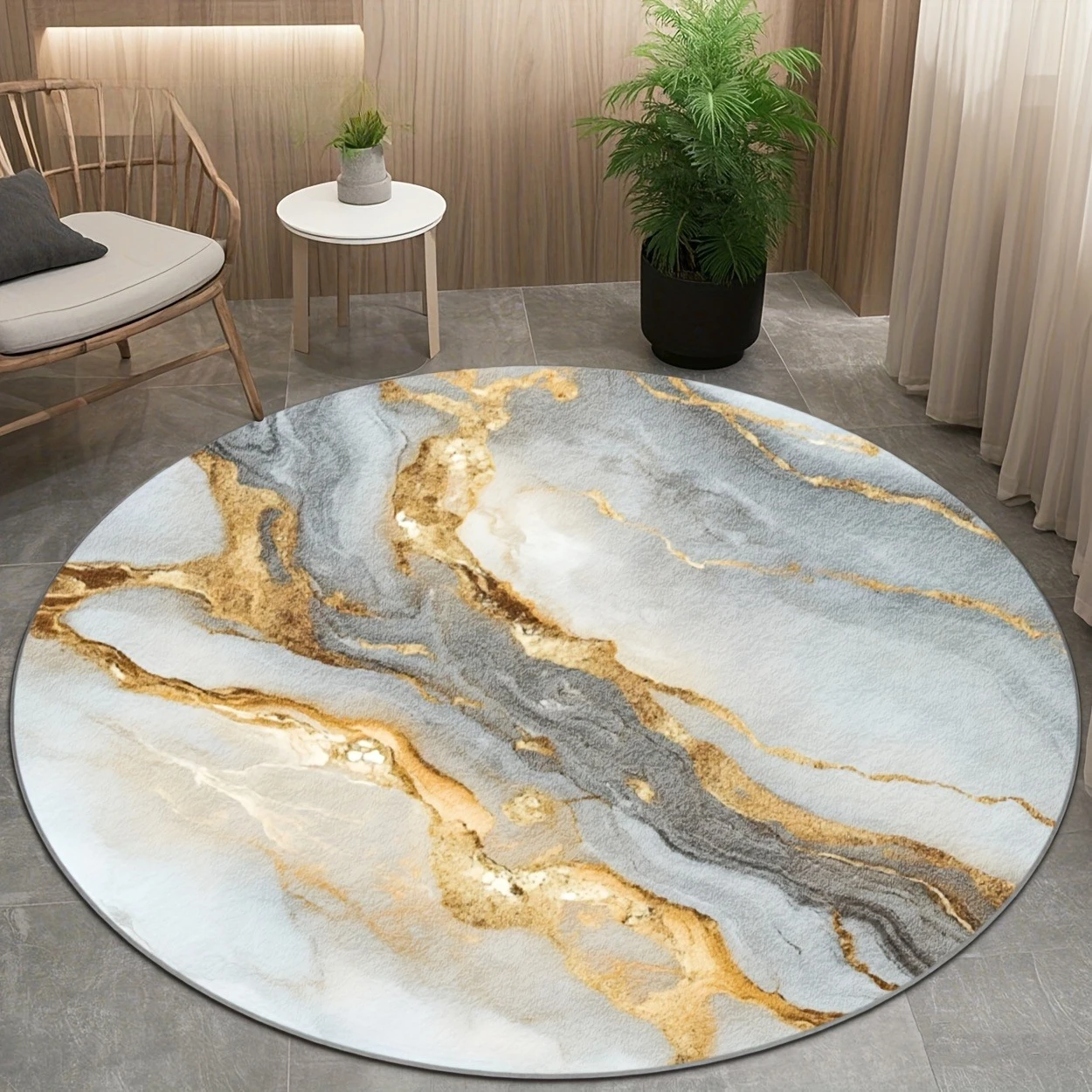 Boho Mandala Fall Leaf Print Circular Rug  Retro Green Brown Leaf Pattern Anti Slip Round Doormat Indoor Fireplace Decor Carpet
