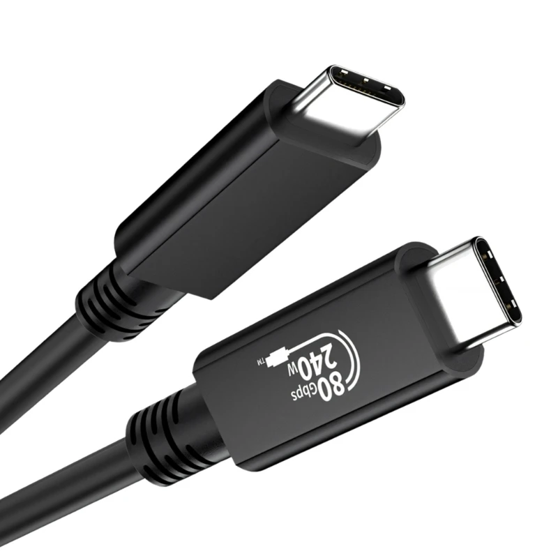 G7NE USB C Cable 80Gbps 240W USB4 Data Cable Black PVC Type C Cord for Fast Charging