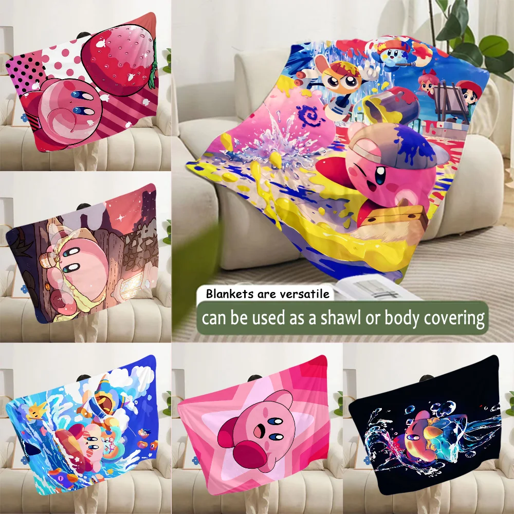 Sanrio Cute Cartoon Printed Blanket Picnic Blankets Warm Blanket Soft and Comfortable Blanket Home Travel Birthday Gift K-Kirby