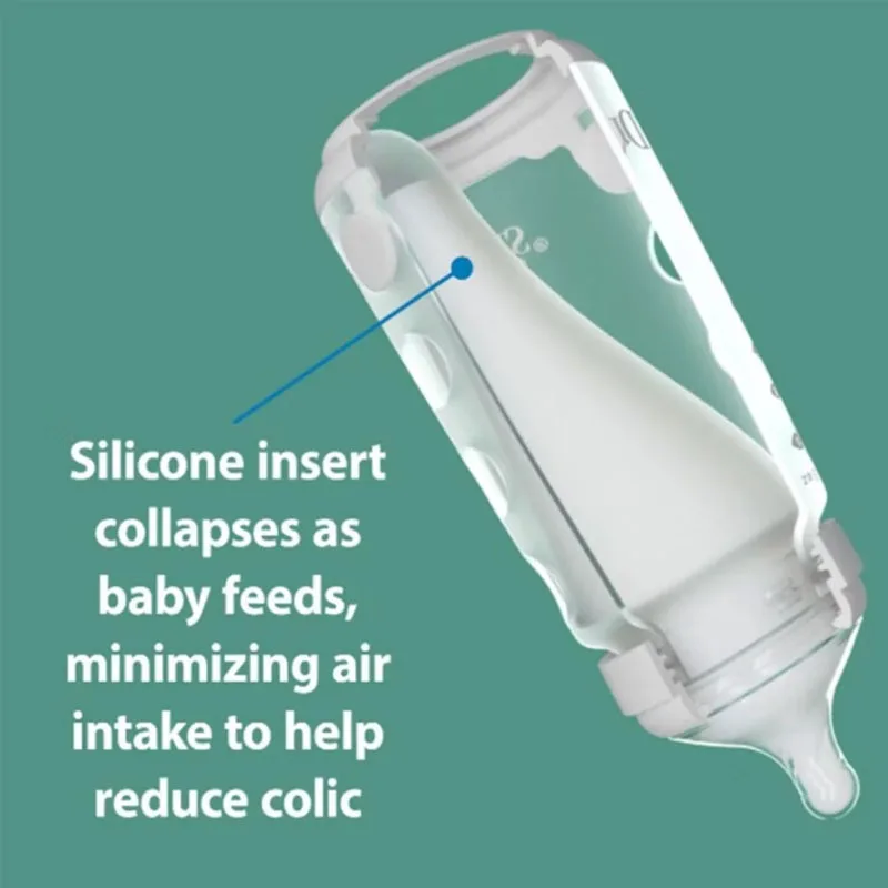 Dr. Brown's Silicone Anti-Colic Baby Bottle for Infants 0–6 Months, Breast-Like Wide-Mouth, 150ml 270ml, White