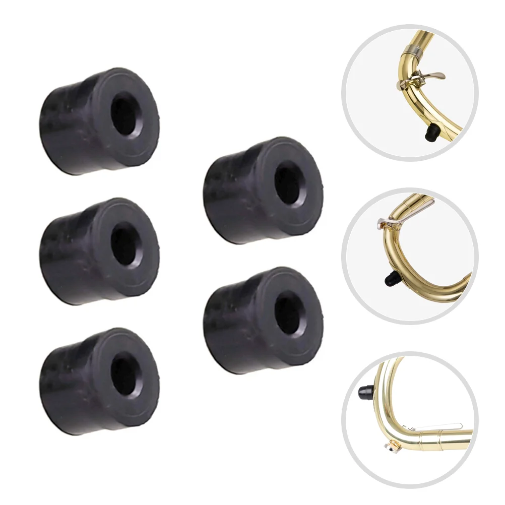 5 Pcs Trombone Upholstered End Caps Trumpet Supplies Support Glue Black Rubber Covers