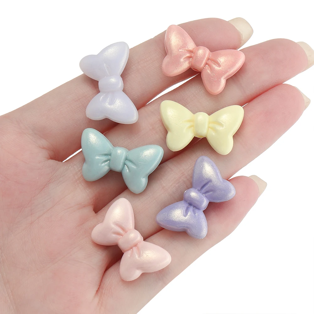 20Pcs Acrylic Bowknot Shape Beads Charm Spacer Beads for Jewelry Making DIY Bracelet Necklace Earring Accessories