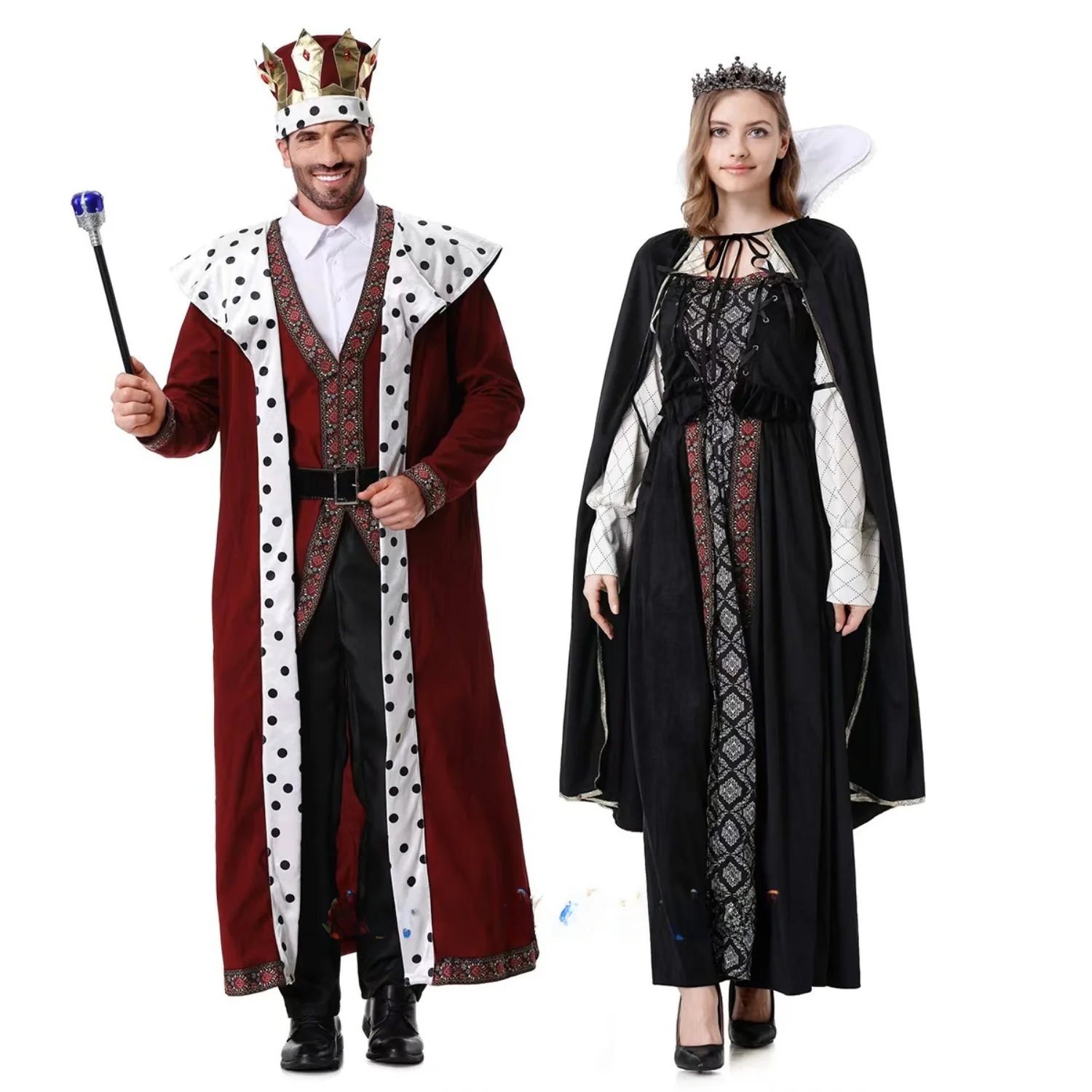 レトロな宮廷女王コスチューム ハロウィン カップルコスプレ 中世の王と女王の衣装 ステージパフォーマンス 民族衣装 レディースファッション