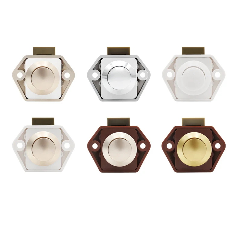 4Pcs Push Button Keyless Locks Latch Knob Cupboard 2cm Mounting Hole for RV Drawer Cabinet Door Thickness 1.5-1.8cm
