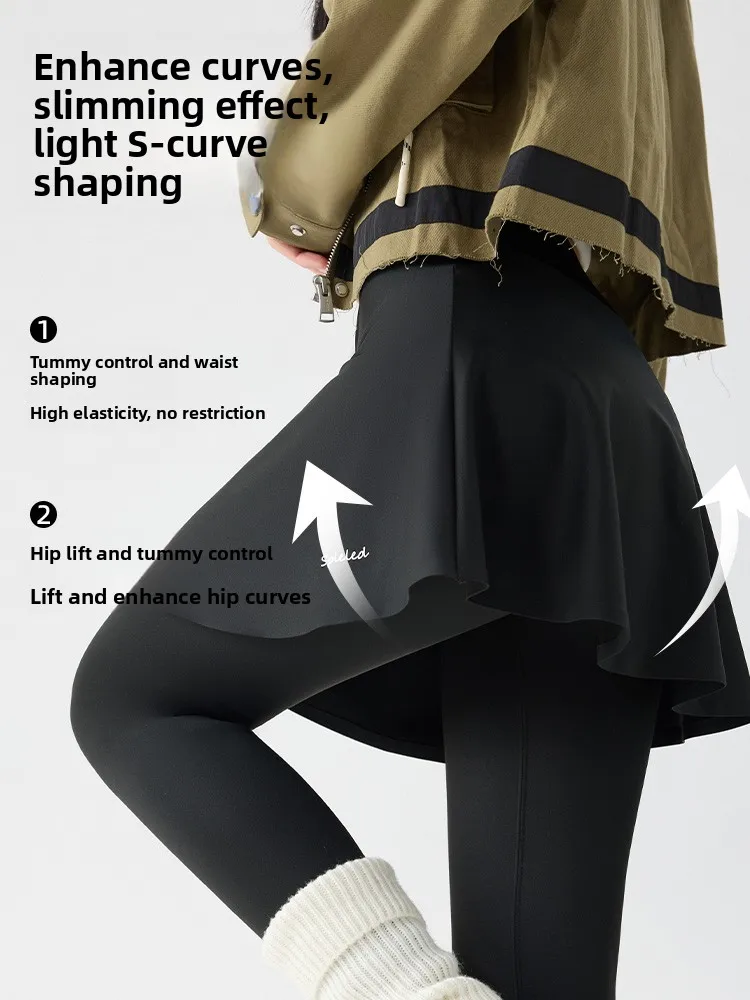 High Waist ark Skin Pants Yoga Sports Soft High Elastici Long Trousers Thiened Butt Lifting Casual Faion Women's Bot