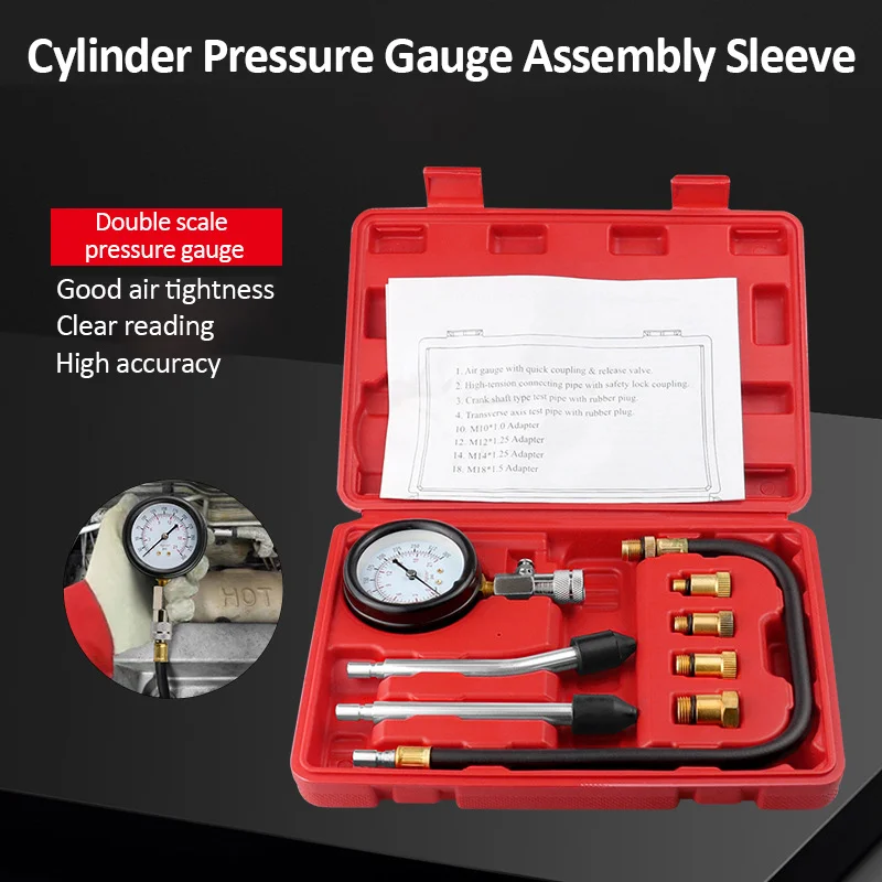 Professional Petrol Engine Cylinder Compression Tester Kit 0-300PSI Engine Cylinder Pressure Gauges Car Motor Diagnostic Tool