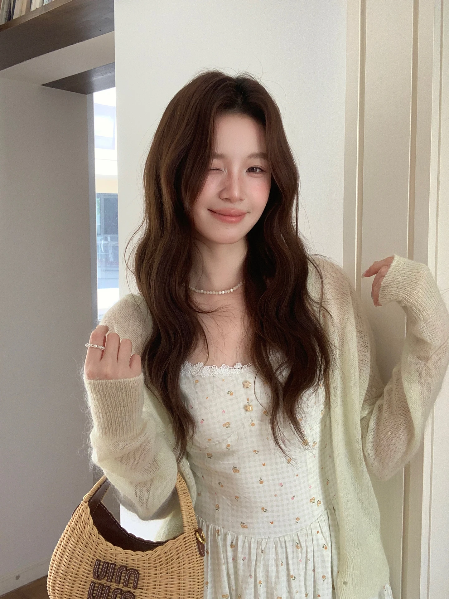 

Daisy Sweet Tea Yellow Soft Korean High nce Sweater Cardigan Spring Fren Versatile Long Sve Knitted Sweater