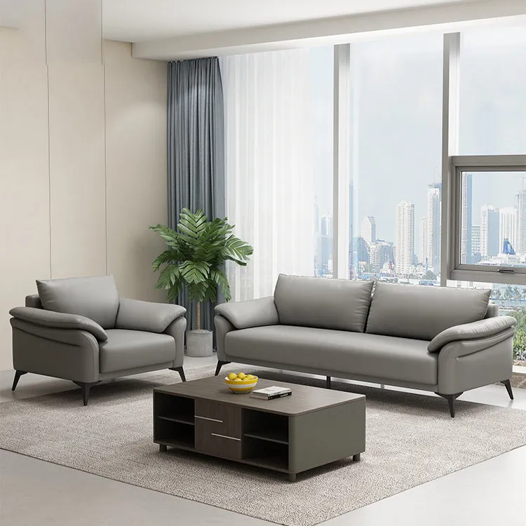 Light luxury office sofa coffee table combination sitting area reception sofa business office microfiber leather sofa