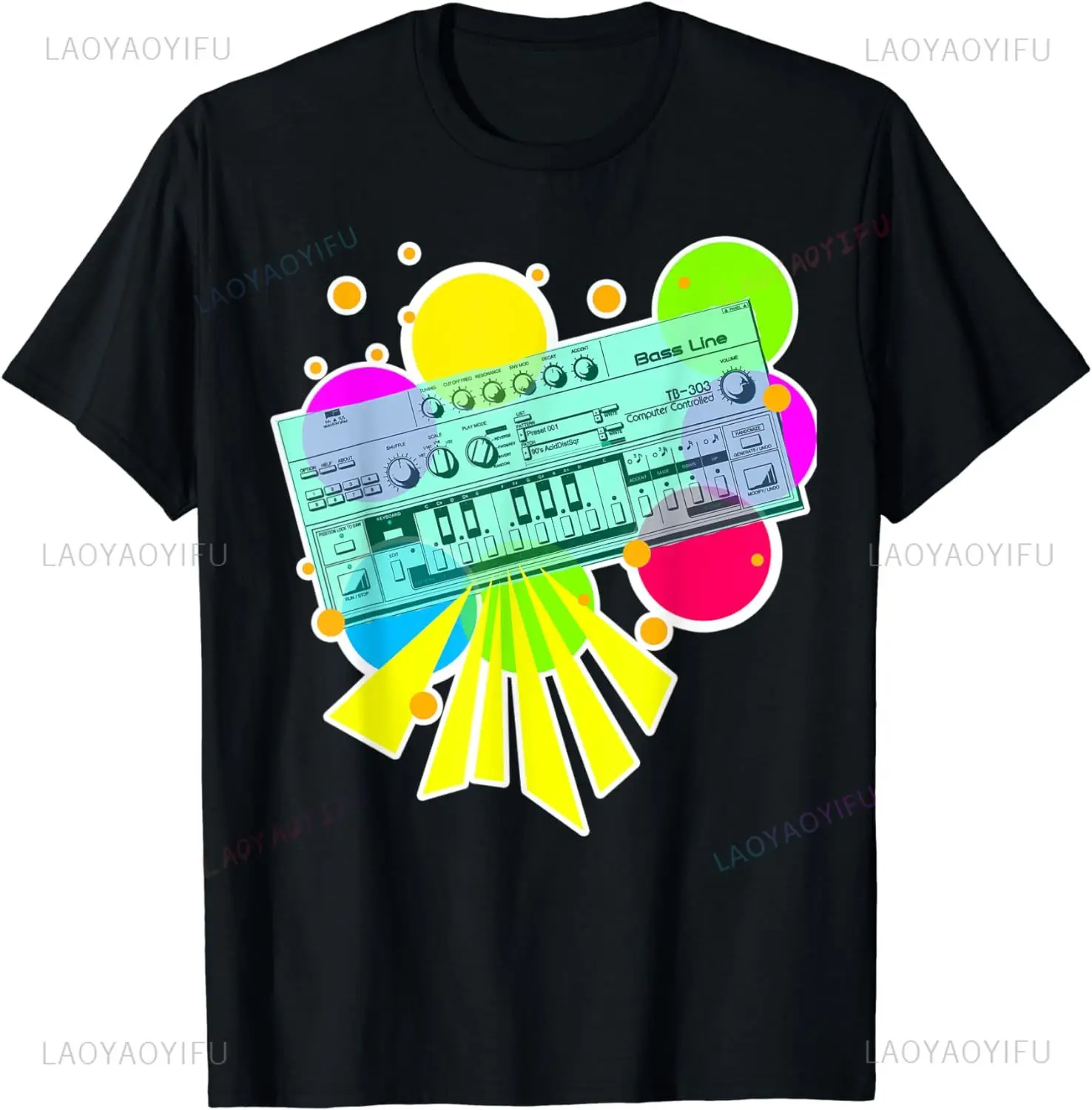 Cool Cult Retro Retro Synthesizer Bassline 303 Acid T-shirt Hip Hop Harajuku Y2K Unisex Street Fashion Clothing