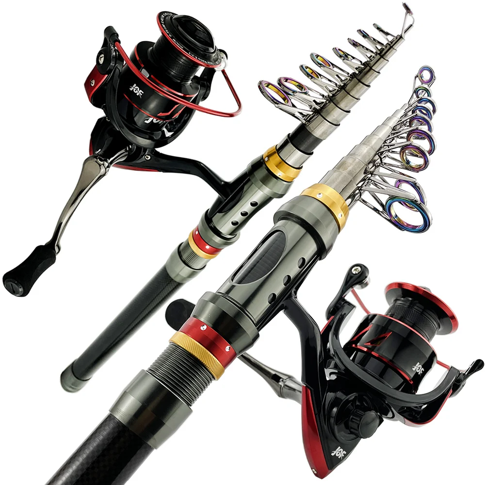 Canna da pesca Spinning Combo 1.8-3.6M canna telescopica 5.5:1 ad alta velocità 15kg Max Drag Gapless Reel Combo portatile da pesca da viaggio