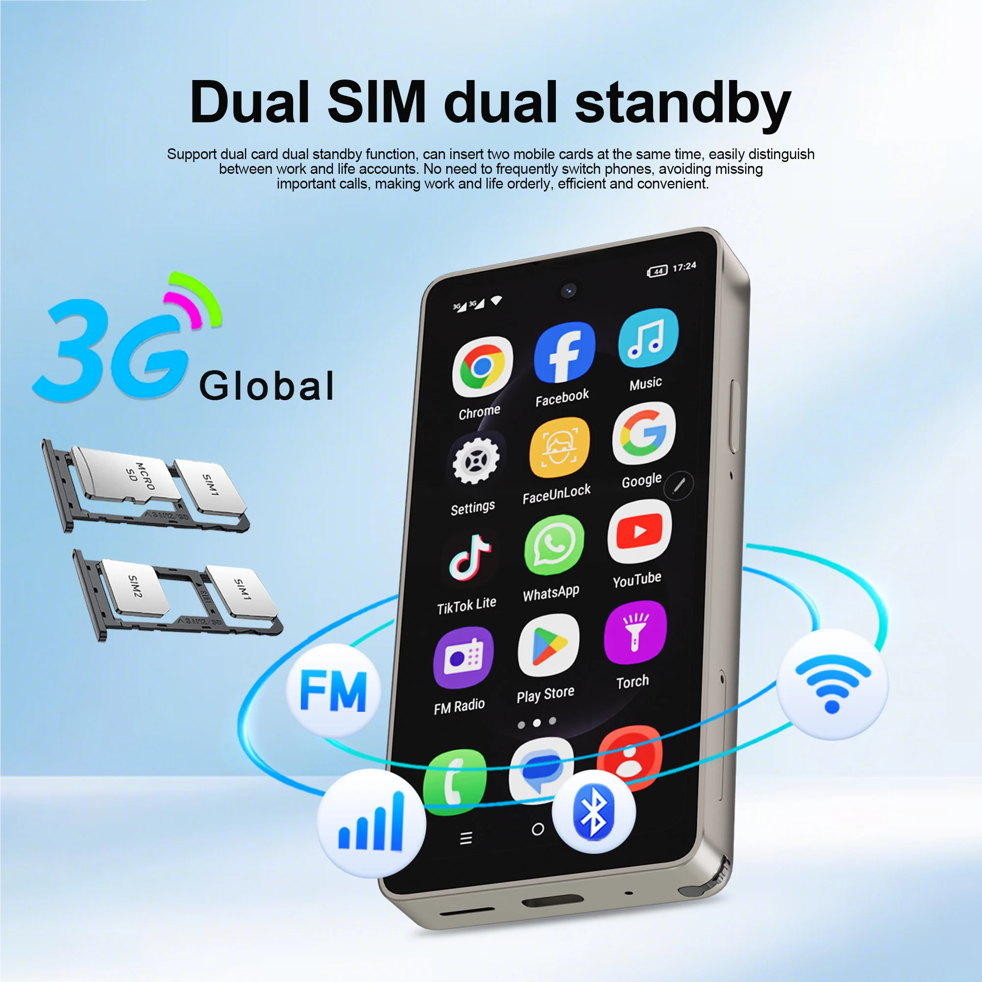SERVO Built-in Stylus Mini Smartphone Android 3G Cellular 4