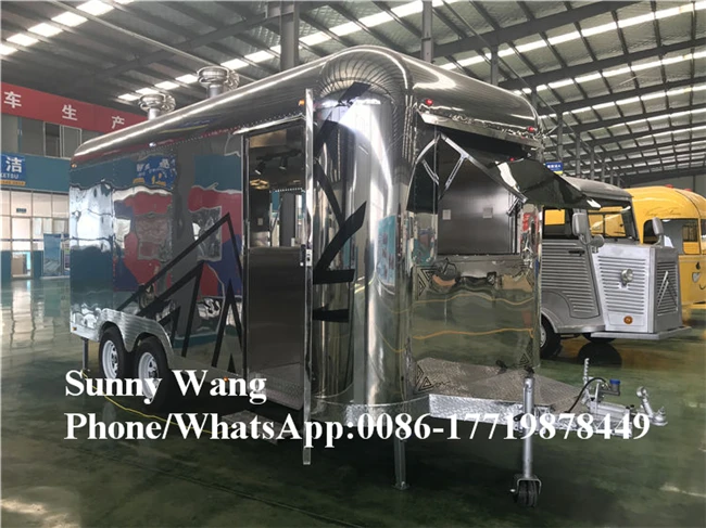 Baja tahan karat kualitas tinggi Ponsel baja tahan karat Trailer MAKANAN TRUK jagung es krim keranjang dengan roda