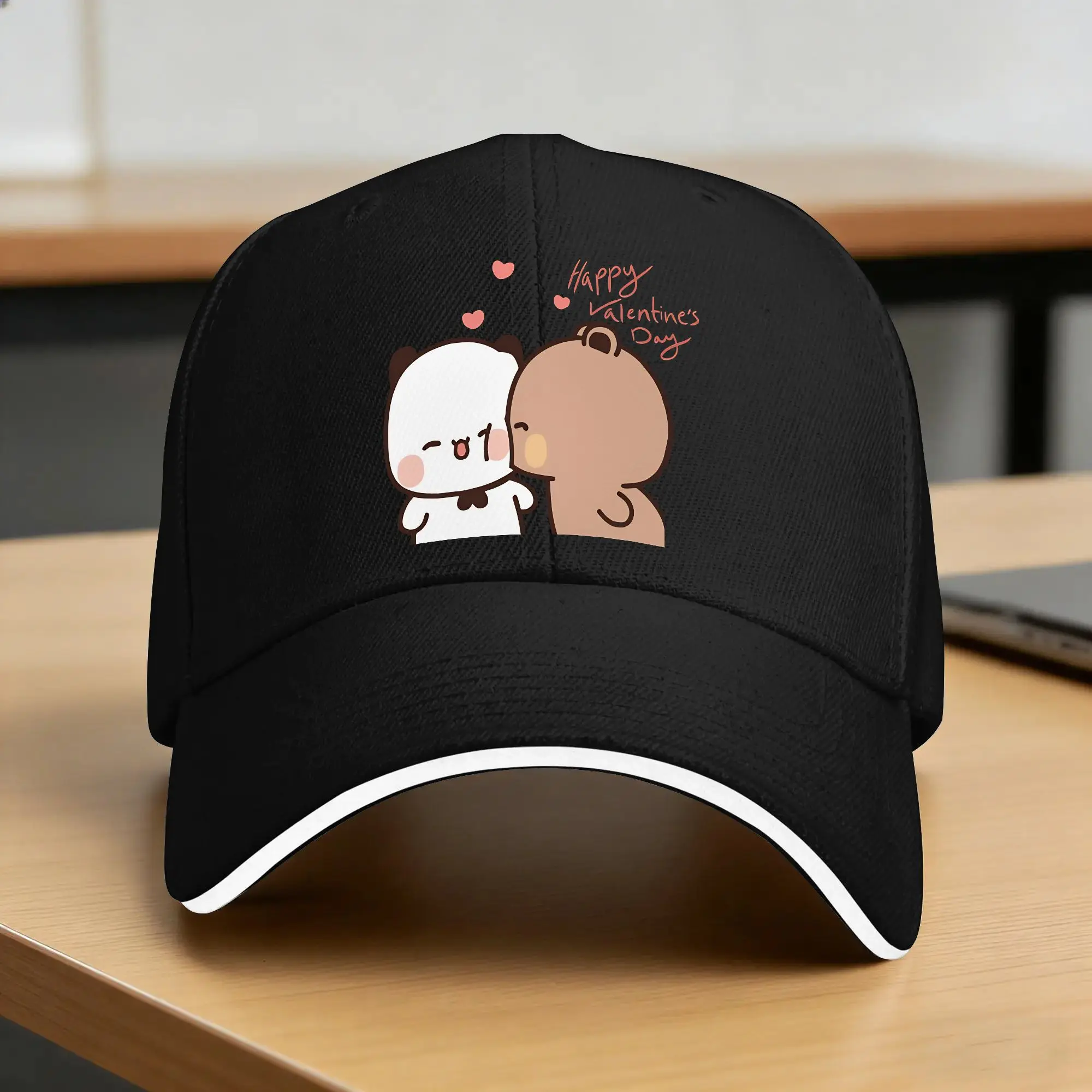 Sun Baseball Cap Happy Valentine My Love BuBu Panda From DuDu Trucker Hat Sunscreen y2k Cute Running Hippie Baseball Caps