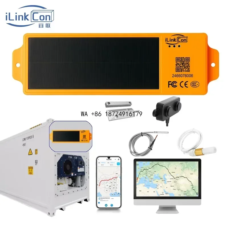 wmwmnu ILinkCon Solar Powered 4G GPS Satellite Refrigerated Container Monitoring System, Waterproof Design, Multi-SensorODM OEM