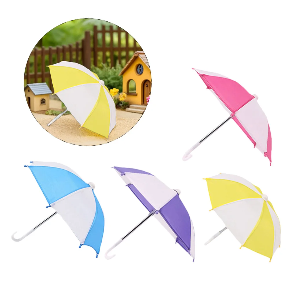 8 pçs guarda-chuvas de casa de bonecas em miniatura colorido pequenos guarda-chuvas para fingir jogar decoração fotografia adereços guarda-chuva