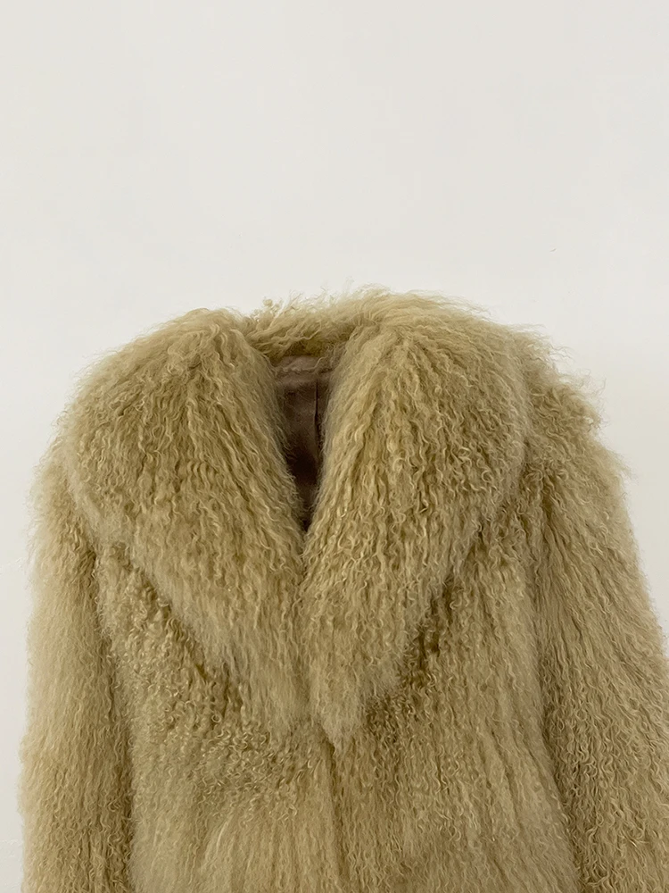 OFTBUY Natural Mongolia Sheep Fur Coat 2025 Winter Clothing Women Fashion Warm Thick Clothes Lady Elegant Real Fur Coat Female