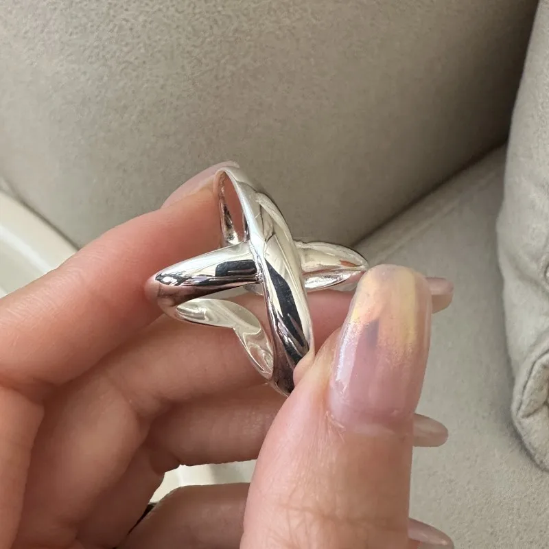 

Кольцо с крестом из стерлингового серебра 925 пробы, корейская версия, нишевый дизайн с промышленной текстурой, свадебное подходящее ювелирное изделие Ins Wind, оптовая продажа