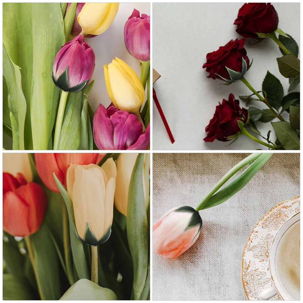 150 قطعة من حساب الزهور الاصطناعية البلاستيكية الوردية DIY بها بنفسك الحرفية حفل زفاف ديكور المنزل لوازم الأزهار