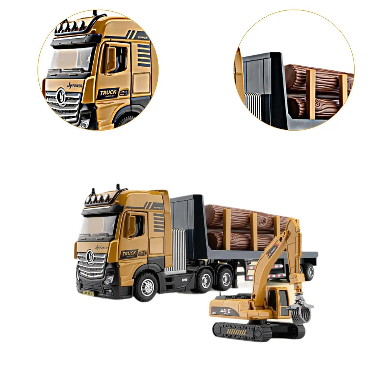 Construction Truck Toy Set Transport Vehicles Pull Back Model Moveable Parts