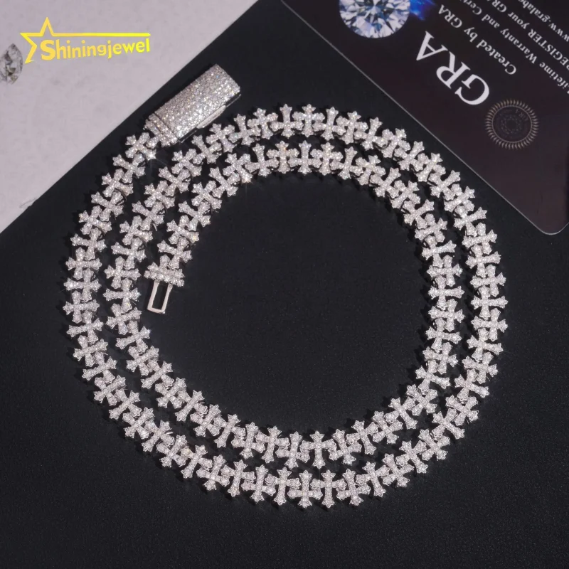 Wholesale Price Fine Jewelry Fashion Hot Selling 925 Sterling Silver Hip Hop 8mm Iced Out Infinity Cross Necklaces Bracelet...