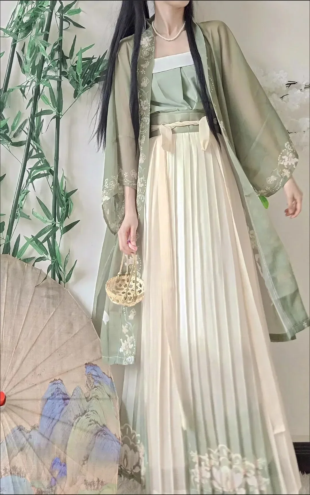 Chinesisches hanfu kleid 3pcs set tee grün fließendes maxi kleid chinesische alte frauen stickerei kleid kostüm für schießen abschluss