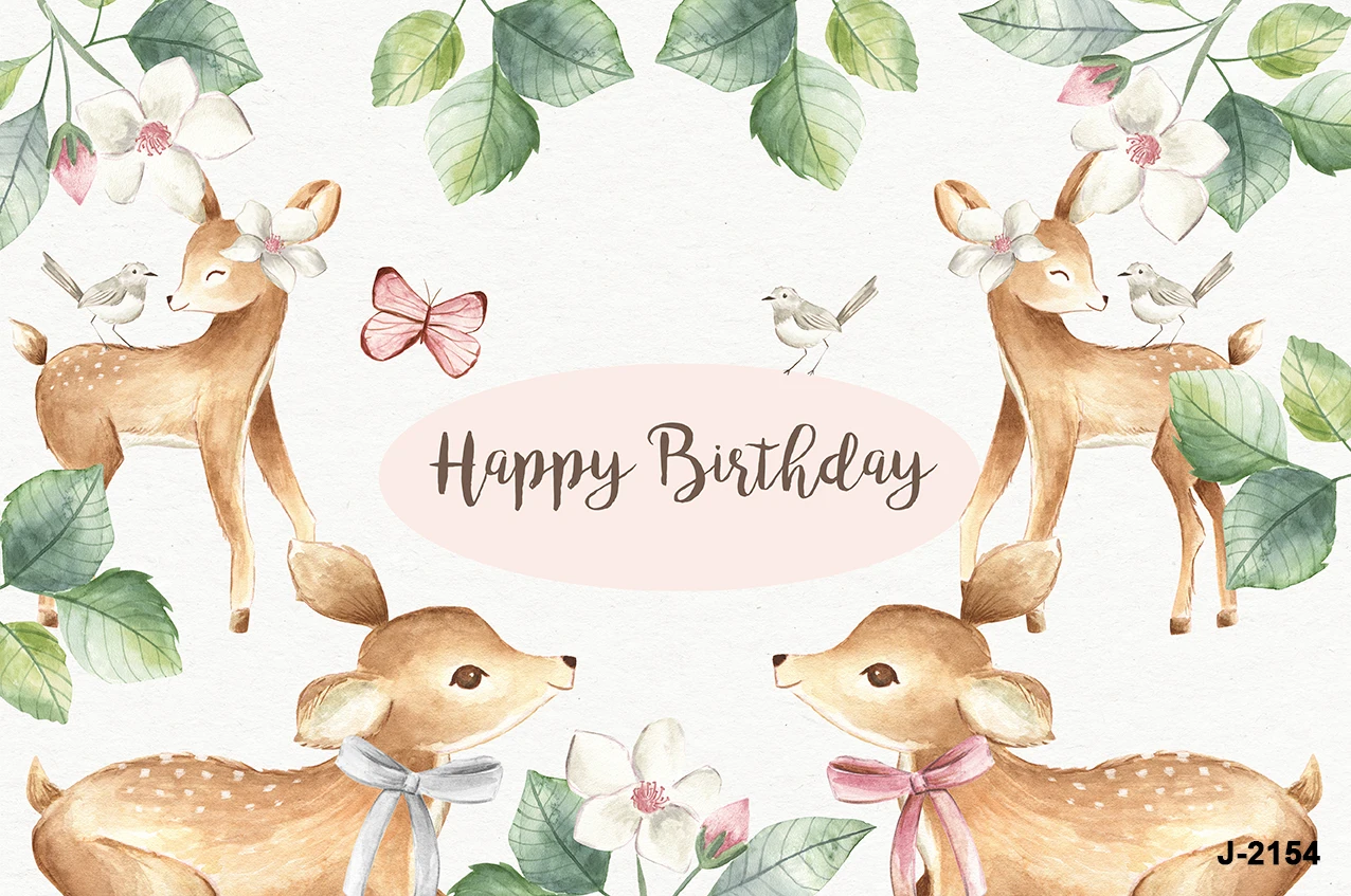 Bambi Deer Backdrop Kid Happy Birthday Wild One Party Jungle Animals Beautiful Scene Photography Background Banner Decor