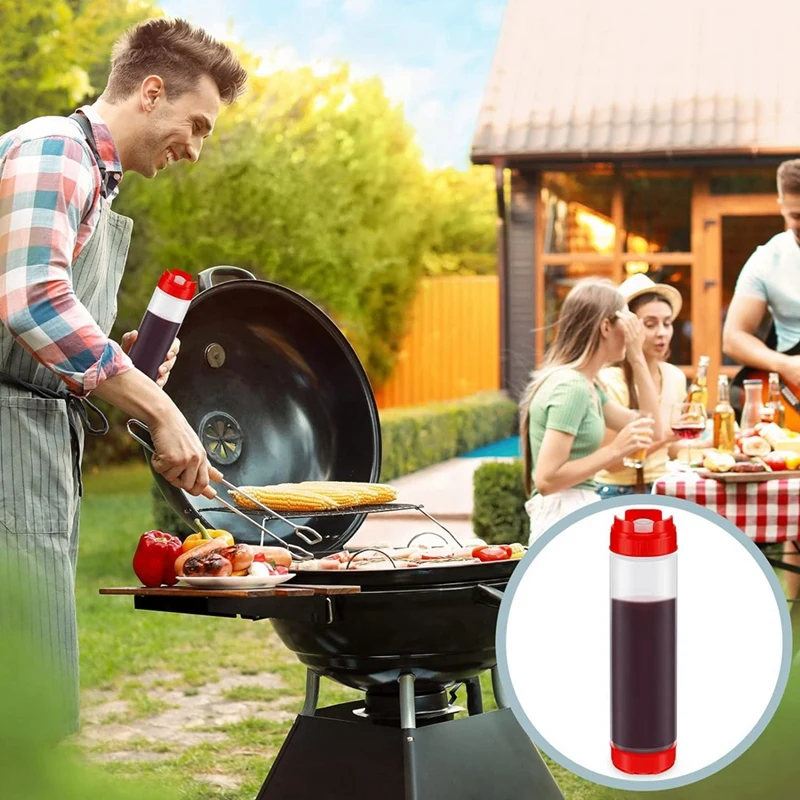 16 Oz Inverted Plastic Squeeze Bottles, Refillable Tip Large Valve Dispenser Condiment Squeeze Bottle for Sauces Ketchup-A09G view 2