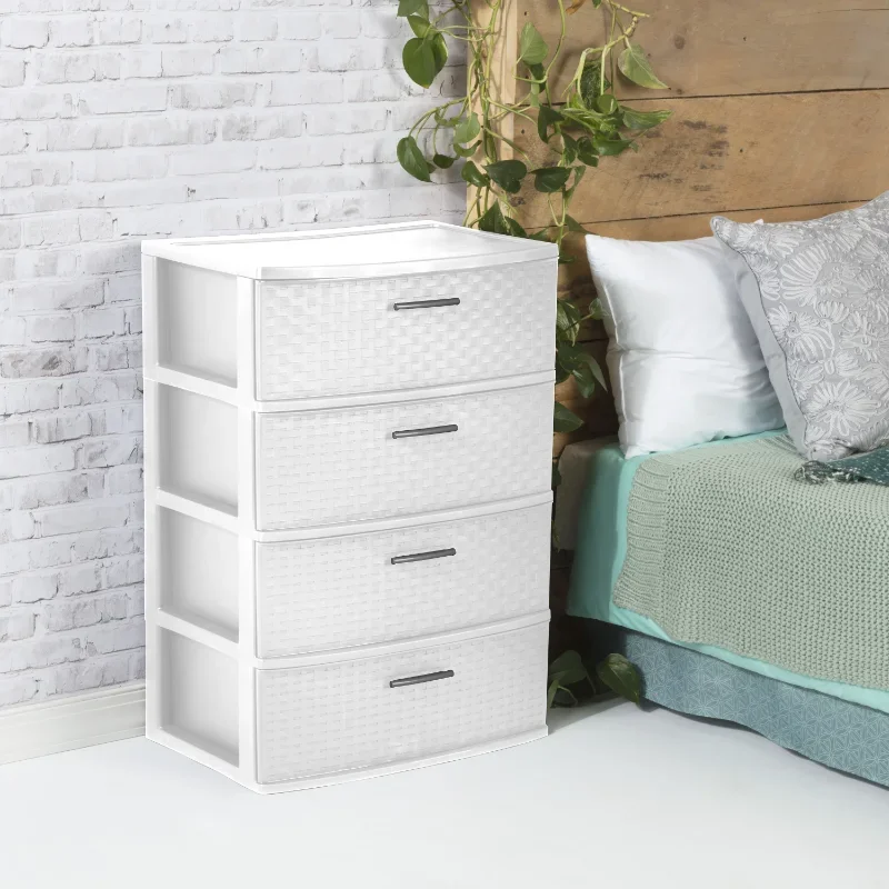 Sterilite 4 Drawer Wide Weave Tower Whitestorage boxes  storage box  boite de rangement