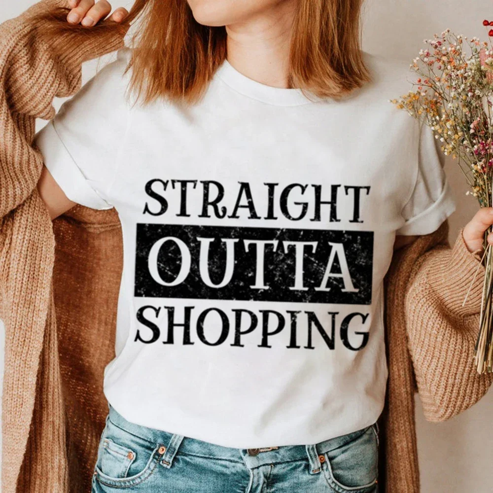 Men Women Matching Outfits for Couples Tee Valentine's Day Gift Couple T-shirt Straight Outta Money or Shopping Funny Tee