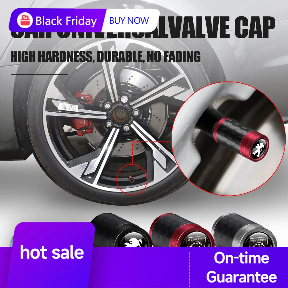 4Pcs Metal Carbon Fiber Car Wheel Valve Stem Dust Cap Auto Accessories For Peugeot 206 3008 308 307 106 407 208 207 2008 508