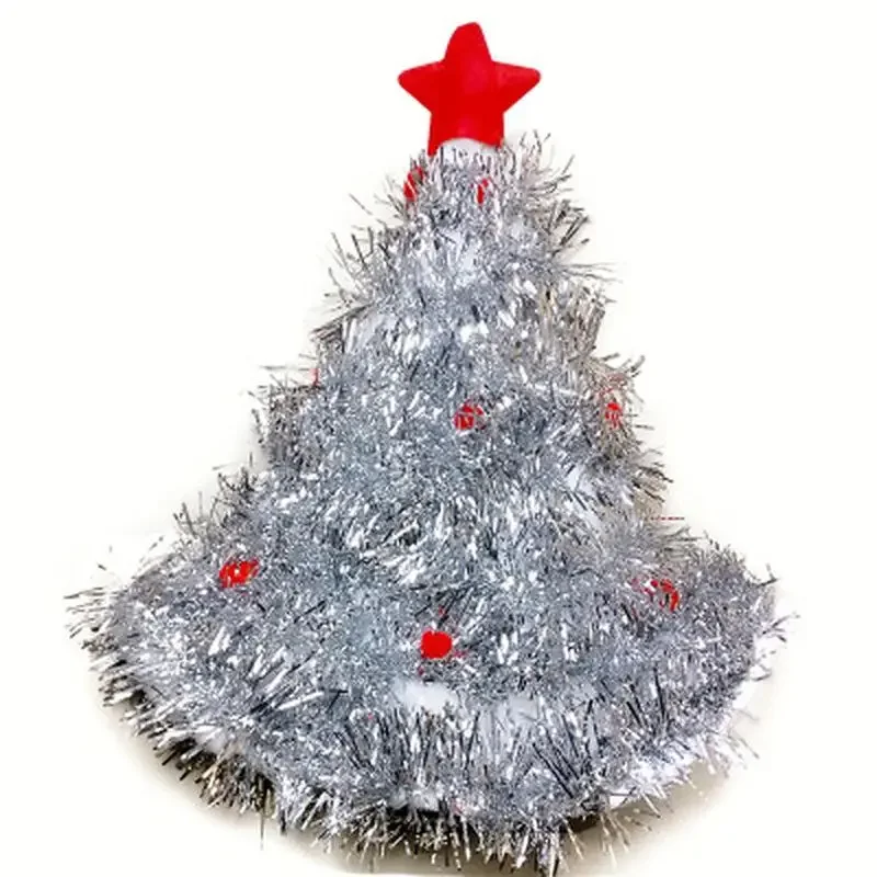 

Beautiful Tinsel Christmas Tree Hat On 1pc Headband Father Christmas Xmas Party Santa Fancy Dress Costume Hat Christmas Hat