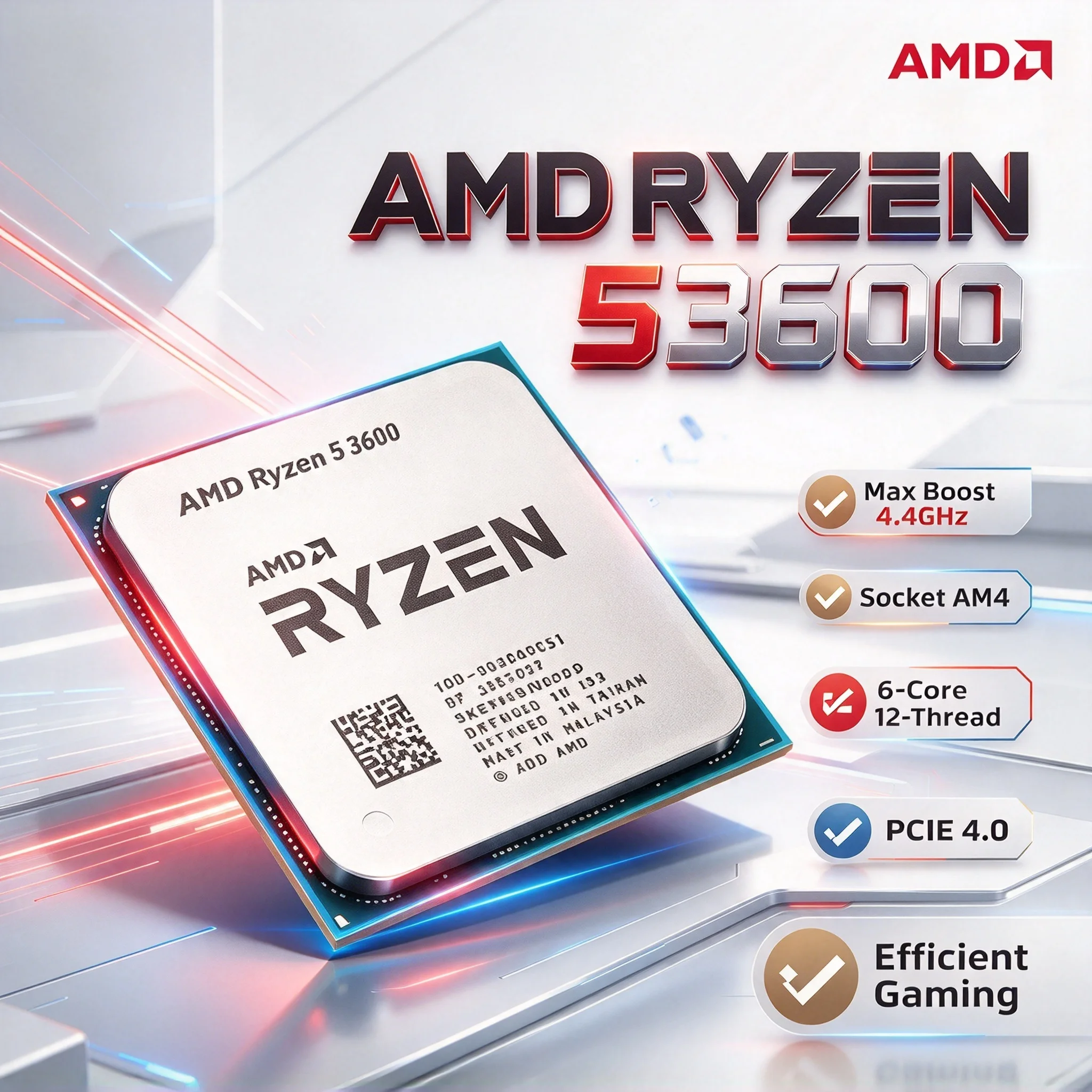 AMD Ryzen 5 3600 6 Core 12 Thread 4.2GHz 65W AM4 Socket Desktop Gaming CPU Processor Tray No Cooler New Max