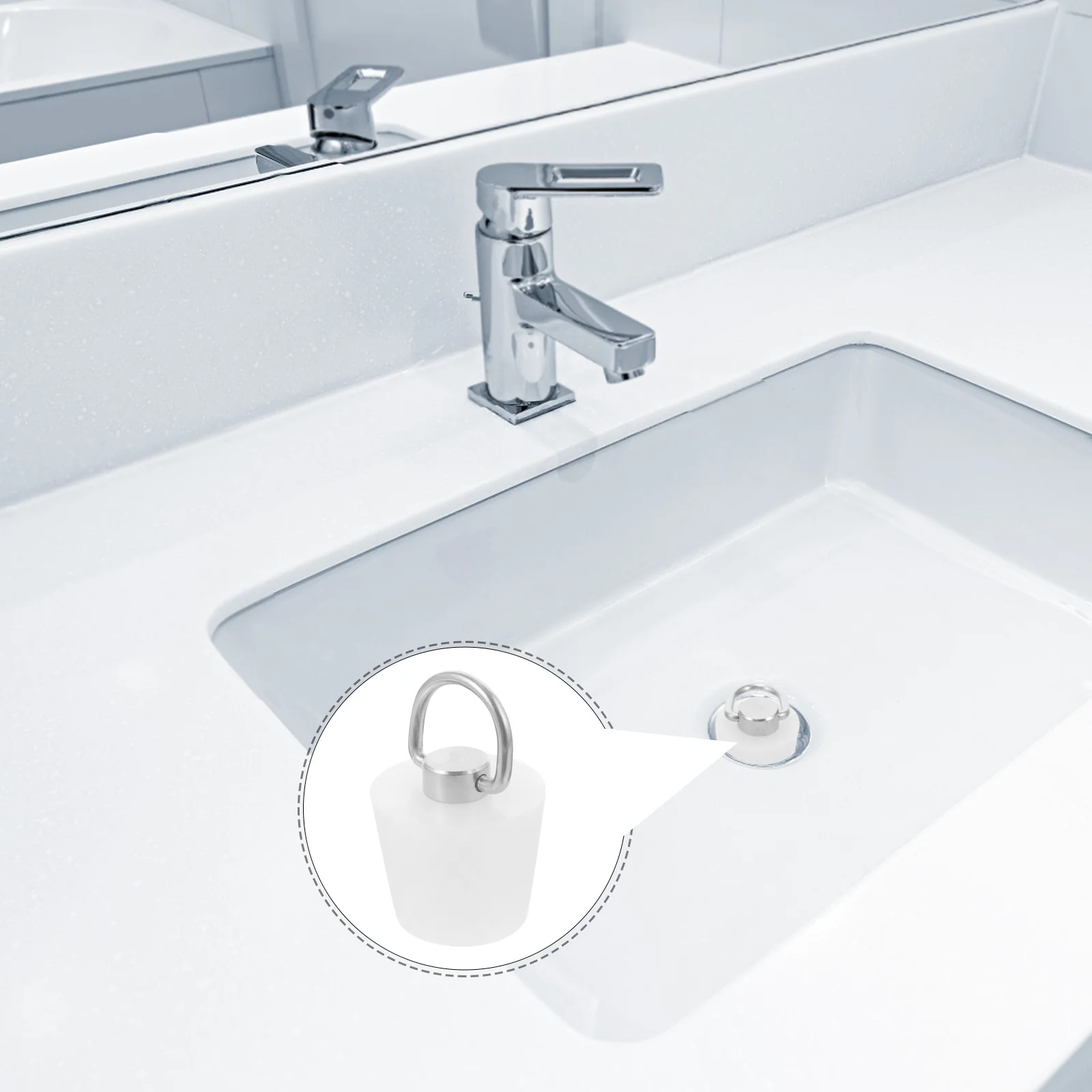 

Silicone Drain Stopper With Pull Chain Tub Stopper For Bathtub Bathroom Sink Universal Plug Overflow Drain Replacement