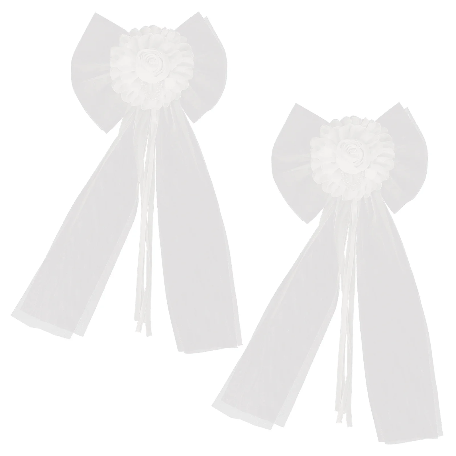 

2Pcs Wedding Decorations Big Ribbon Bow for Car Chair Pew Reception Decoration Kit Elegant Wedding Car Decor Bows