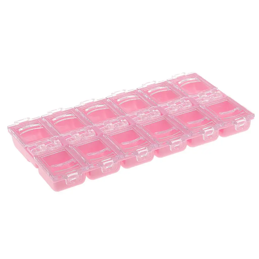 صندوق تخزين للأظافر بـ 12 حجرة وغطاء شفاف لتنظيم الجليتر والأحجار الكريمة ومستحضرات التجميل